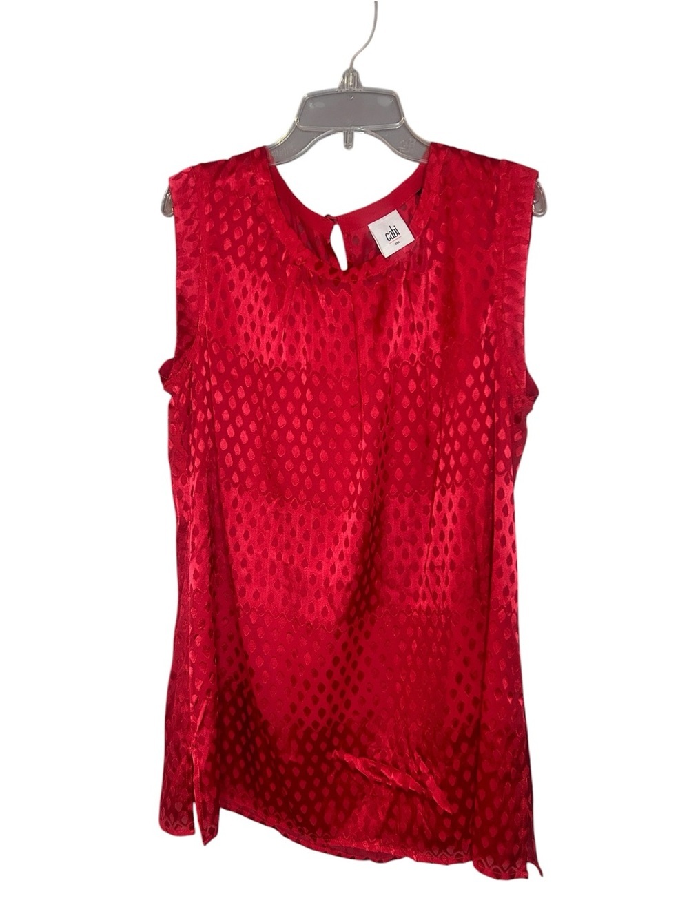 Cabi Red Textured Sleeveless Blouse Size Small Dressy Career Top